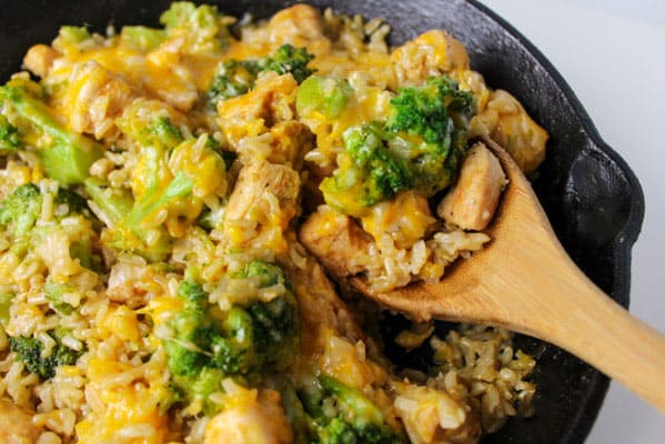 This Cheesy Chipotle Chicken Broccoli and Rice is made with only 1 Skillet! It's super easy to make and oh so yummy! Simple, healthy ingredients. | Tastefulventure.com