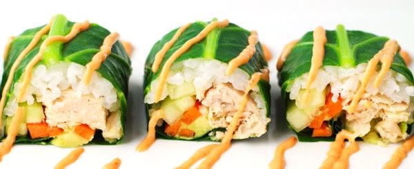 Collard Green Sushi Rolls with Spicy Mayo