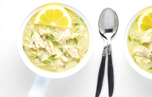 Greek Lemon Rice and Chicken Soup in a bowl