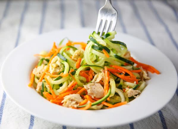 Tuna Salad with Lemon Carrots and Spiralized Cucumber