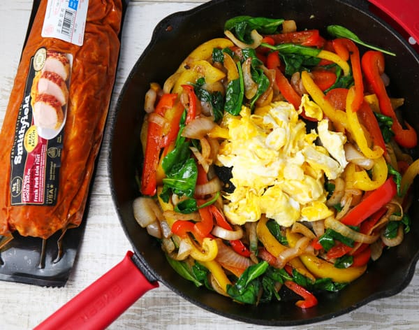ad This Applewood Smoked Bacon & Pork Loin Breakfast Skillet is made with real fresh, all natural ingredients and is loaded with flavor! #SmithfieldMarinatedSolutions #breakfast #skillet #recipes 
