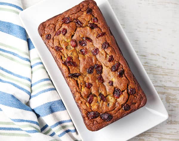 Cranberry Banana Bread on a plate