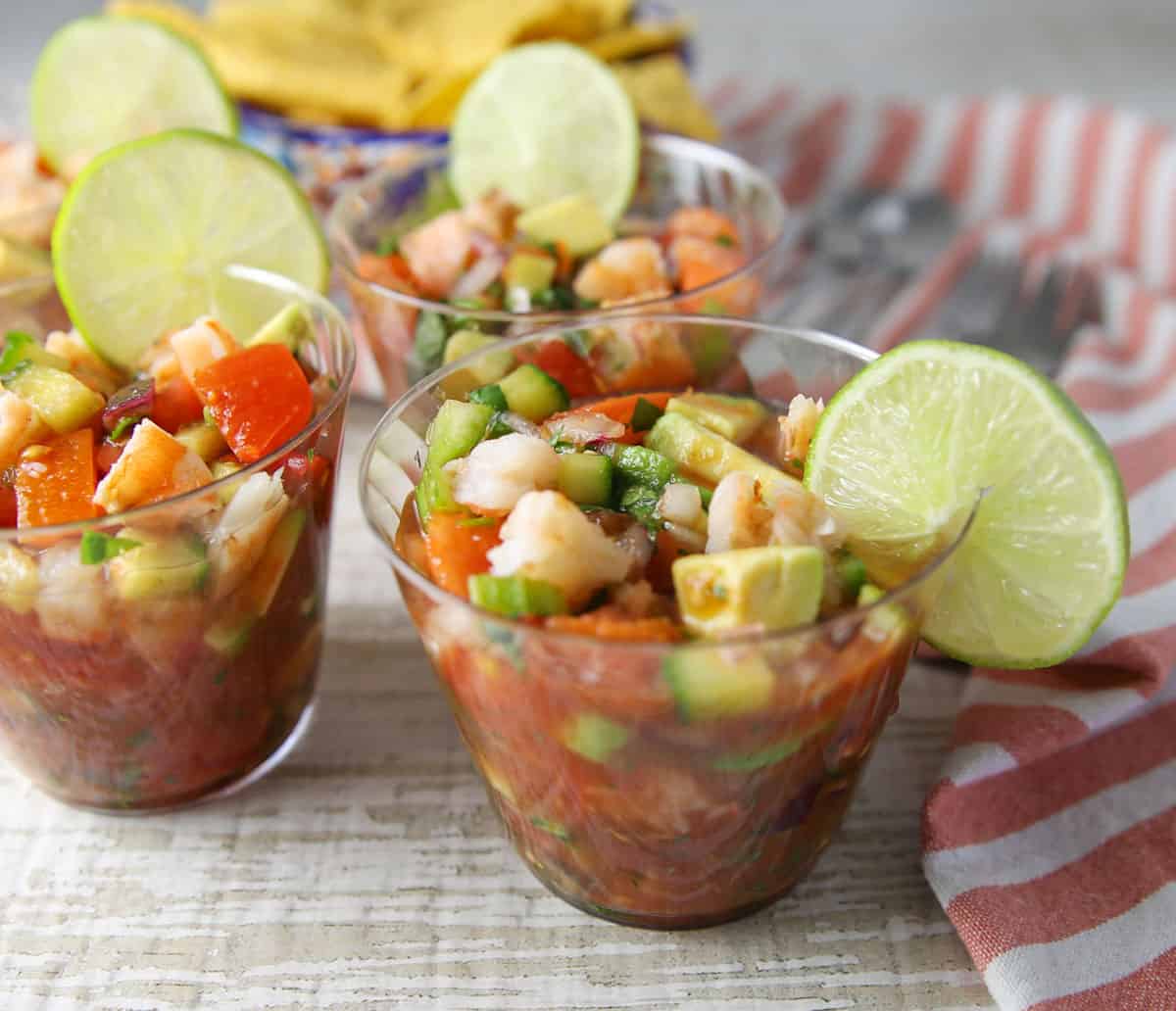 Mexican shrimp cocktail in cups